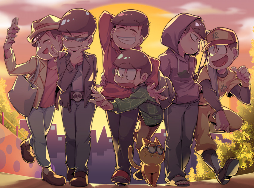 matsuno osomatsu, matsuno karamatsu, matsuno ichimatsu, matsuno jyushimatsu, matsuno choromatsu, and 2 more (osomatsu and 1 more) drawn by rian_(bdl)
