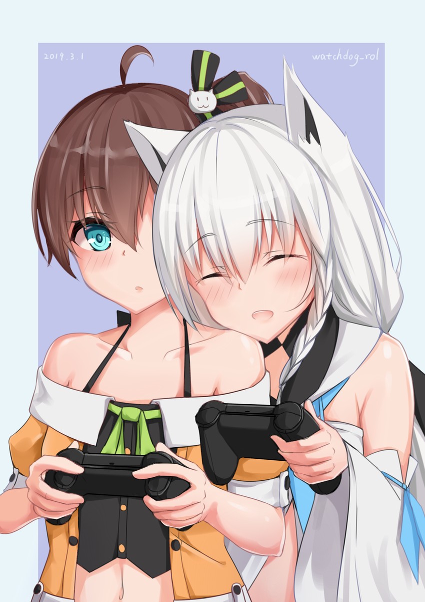 shirakami fubuki and natsuiro matsuri (hololive) drawn by watchdog_rol_(y1104280730)