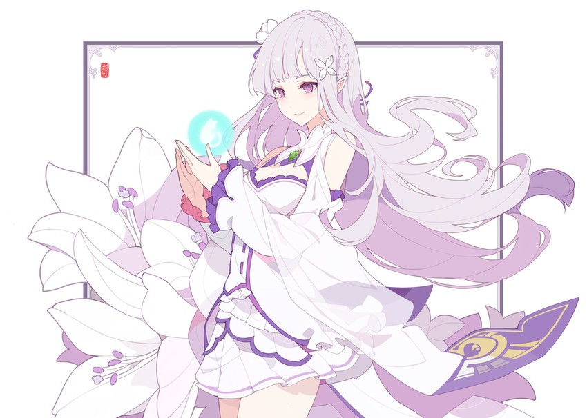 emilia (re:zero kara hajimeru isekai seikatsu) drawn by ideolo
