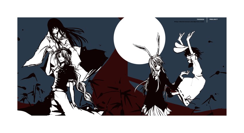 reisen udongein inaba, houraisan kaguya, inaba tewi, and yagokoro eirin (touhou) drawn by duster_(artist)