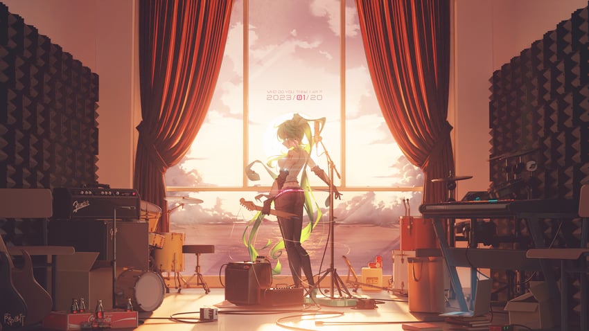 hatsune miku (vocaloid and 1 more) drawn by geduan