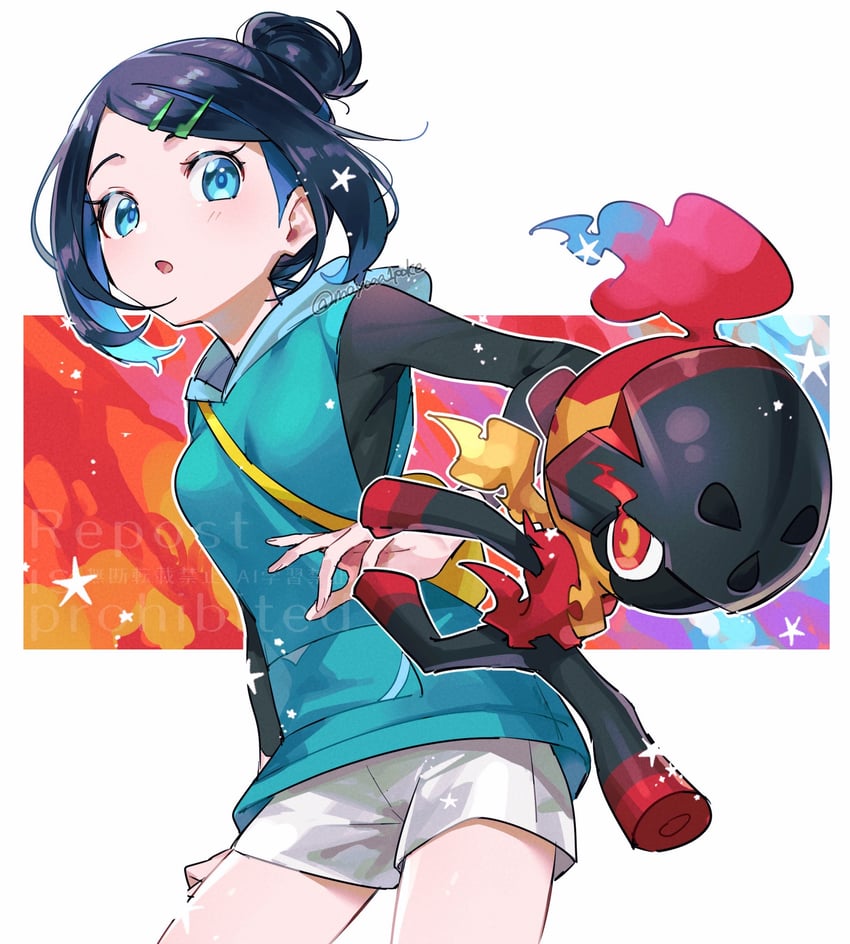 liko and charcadet (pokemon and 1 more) drawn by mayona_(mayona1poke)