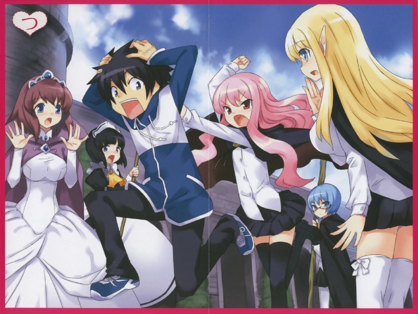 louise francoise le blanc de la valliere, tiffania westwood, tabitha, siesta, hiraga saito, and 1 more (zero no tsukaima) drawn by usatsuka_eiji