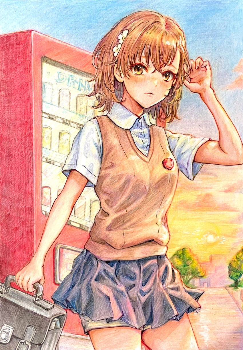 misaka mikoto (toaru majutsu no index and 1 more) drawn by tofumental1024