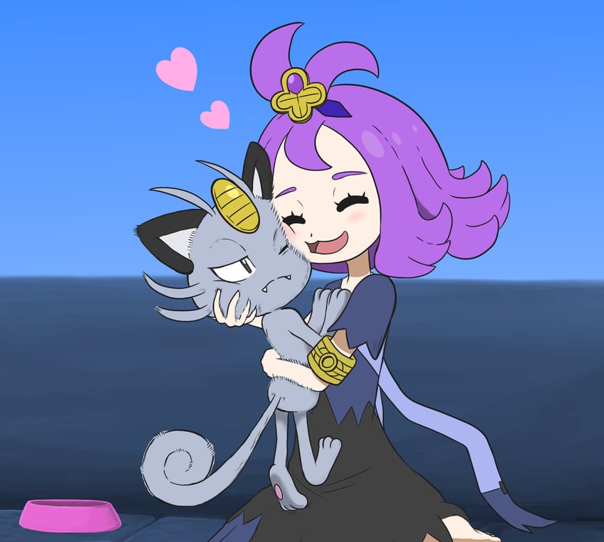 acerola and alolan meowth (pokemon and 1 more) drawn by takamame