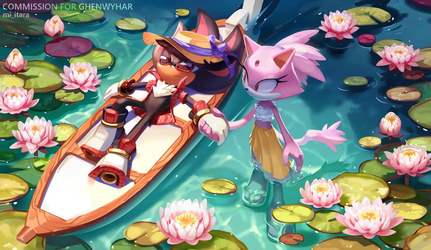 shadow the hedgehog and blaze the cat (sonic) drawn by miitara