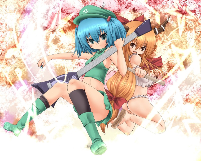 kawashiro nitori and ibuki suika (touhou) drawn by aokichi