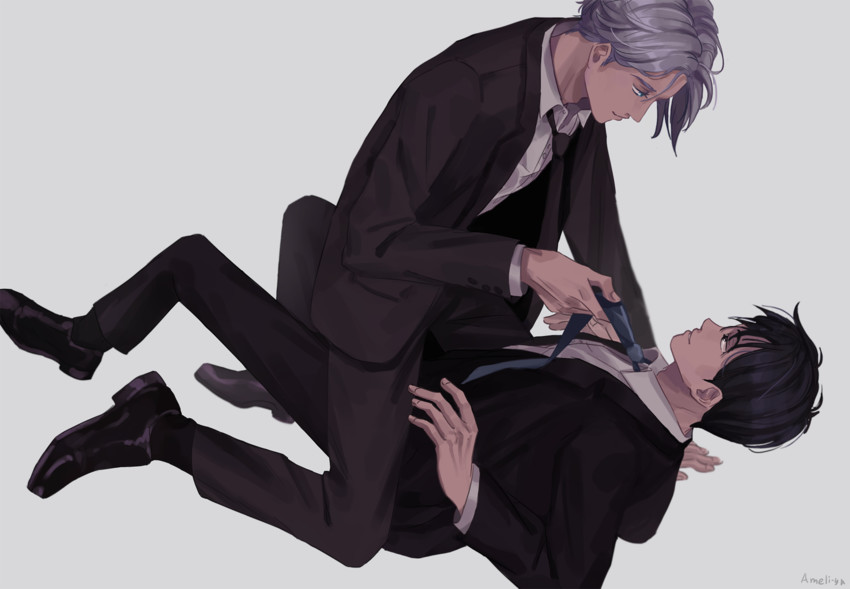 katsuki yuuri and viktor nikiforov (yuri!!! on ice) drawn by ameli-ya