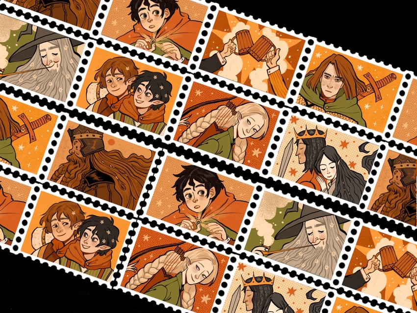 legolas, gandalf, frodo baggins, aragorn, samwise gamgee, and 5 more (tolkien's legendarium and 1 more) drawn by yaroslava_murashko