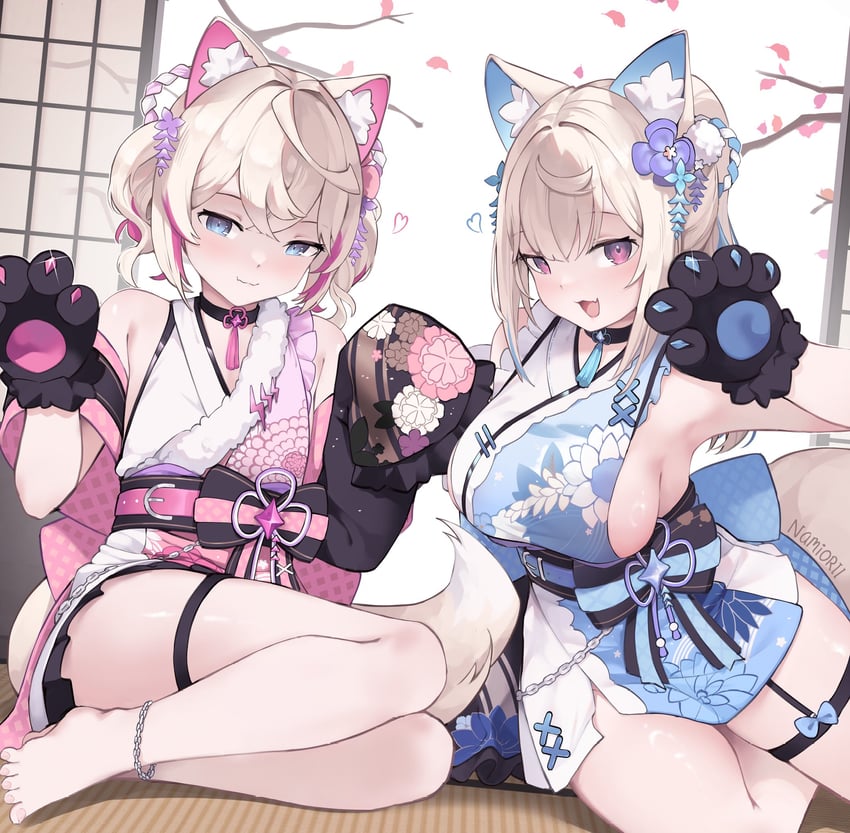 fuwawa abyssgard and mococo abyssgard (hololive and 1 more) drawn by namiorii