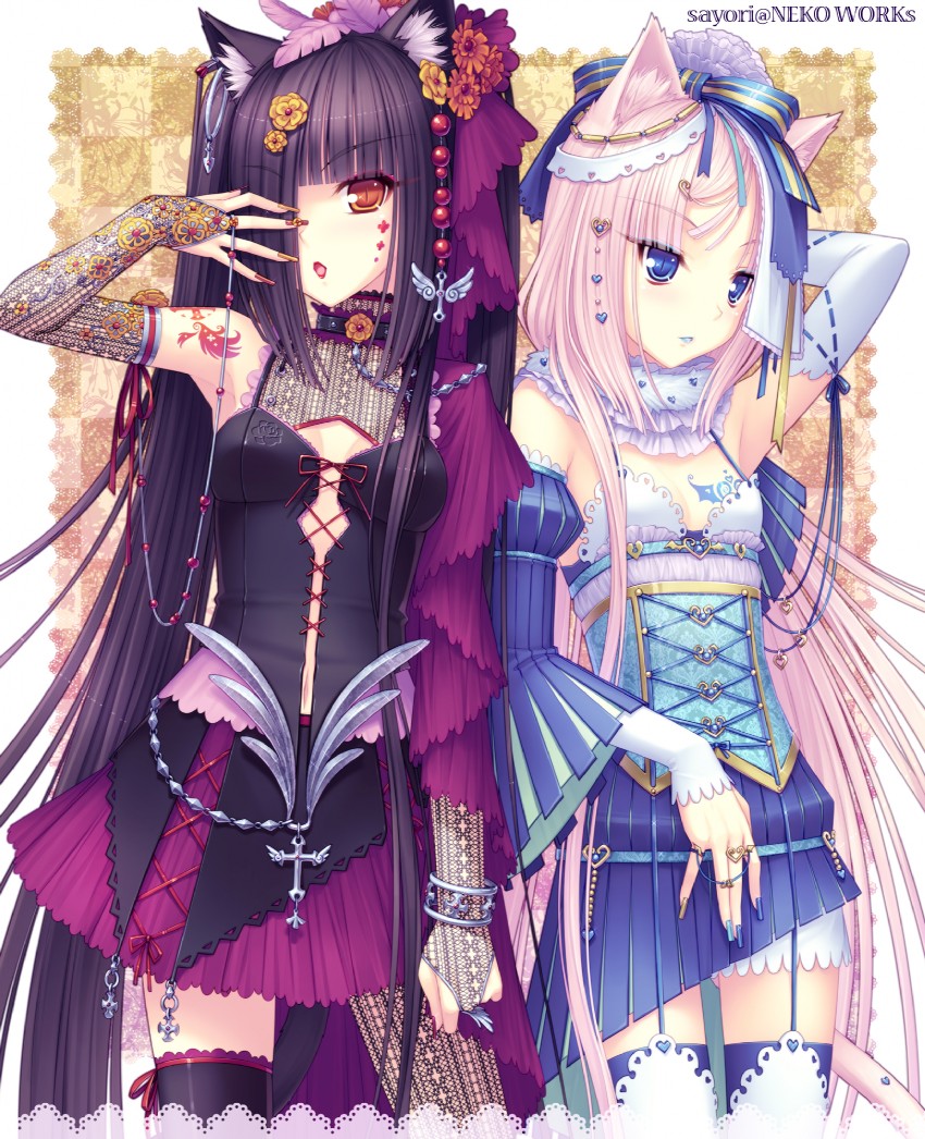 chocola and vanilla (nekopara) drawn by sayori_(neko_works)