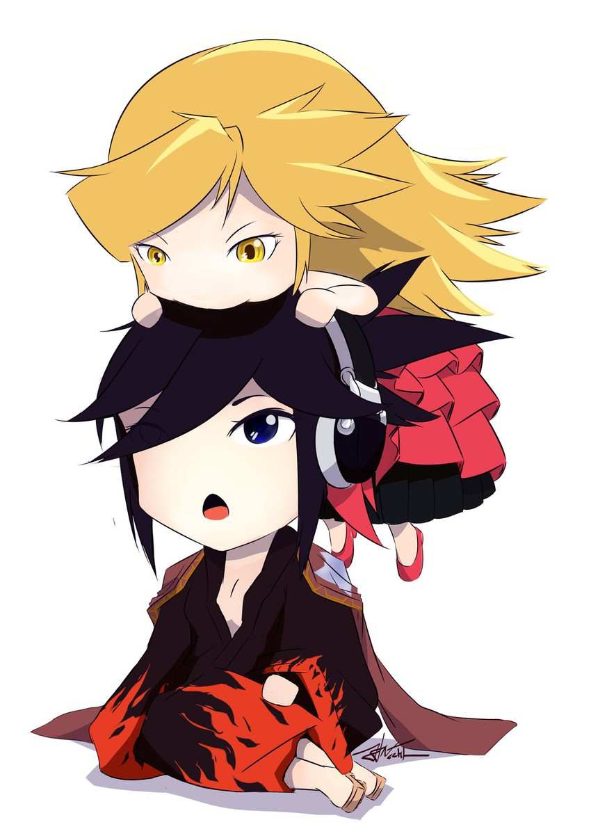 shinobu and mikha-rin (original and 2 more) drawn by kazehaste