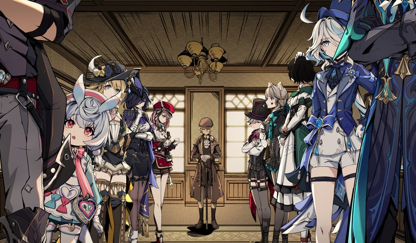 aether, furina, neuvillette, clorinde, navia, and 6 more (genshin impact) drawn by ye_hua_bai_liu