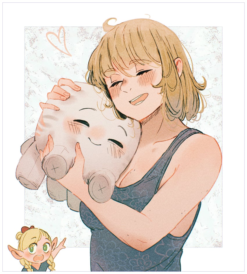 marcille donato, falin touden, ghast, and happy ghast (dungeon meshi and 1 more) drawn by spindle_(aidenr0)