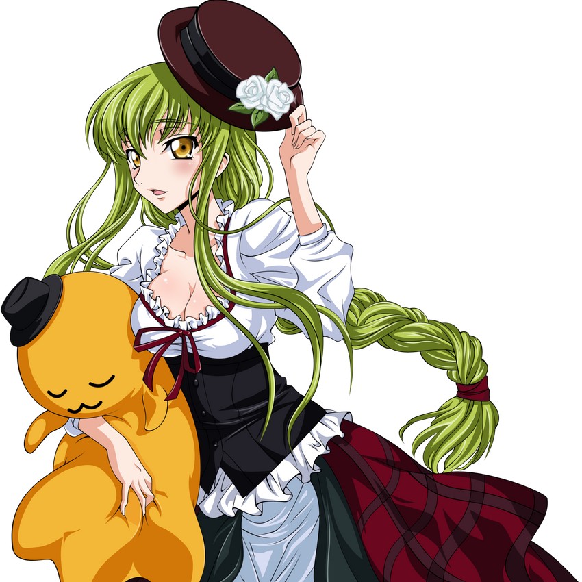 c.c. and cheese-kun (code geass and 1 more) drawn by iyou and yukkyun