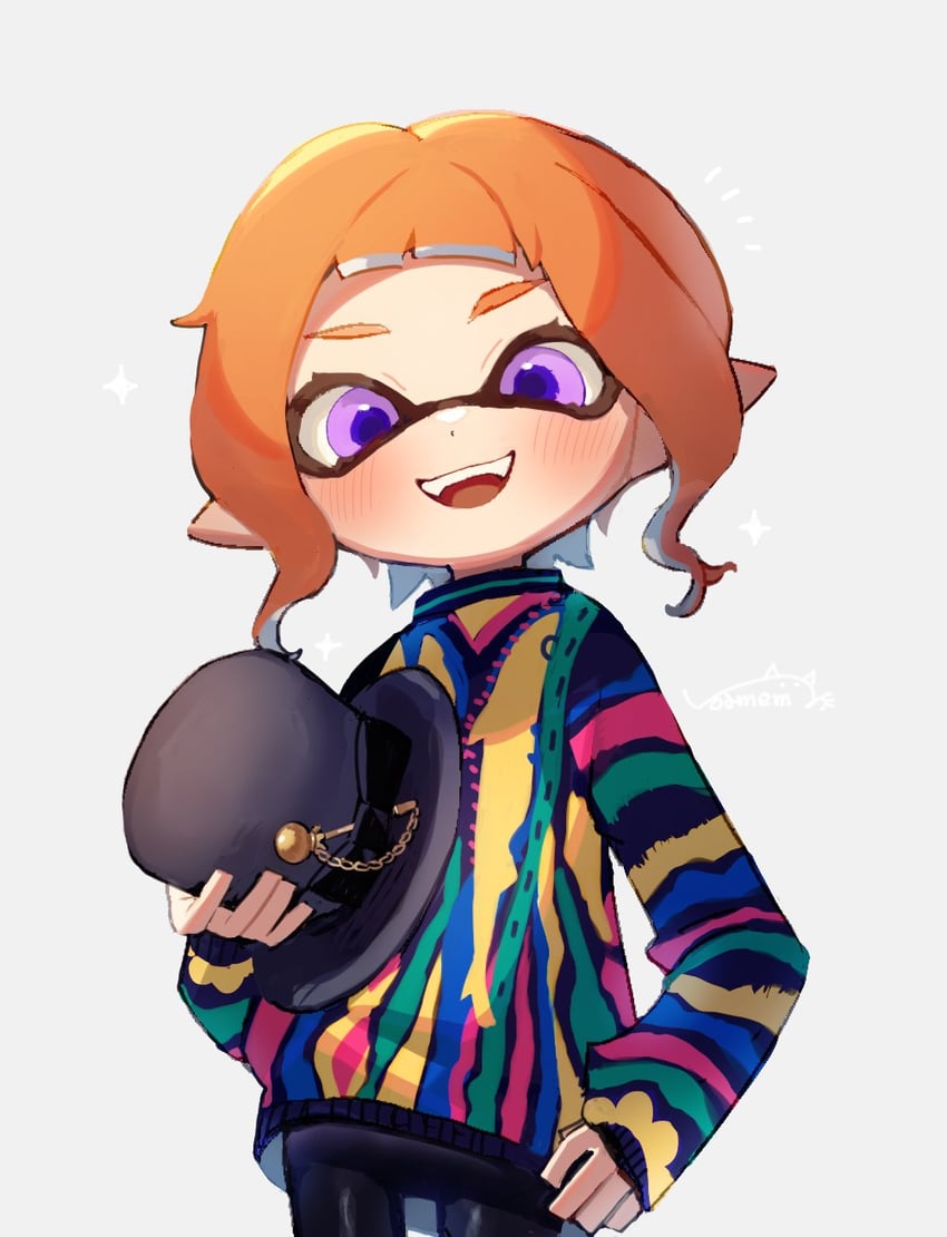 inkling player character and inkling girl (splatoon and 1 more) drawn by noamem