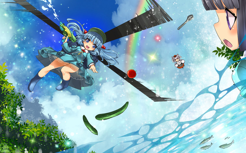 inubashiri momiji and kawashiro nitori (touhou) drawn by umigarasu_(kitsune1963)