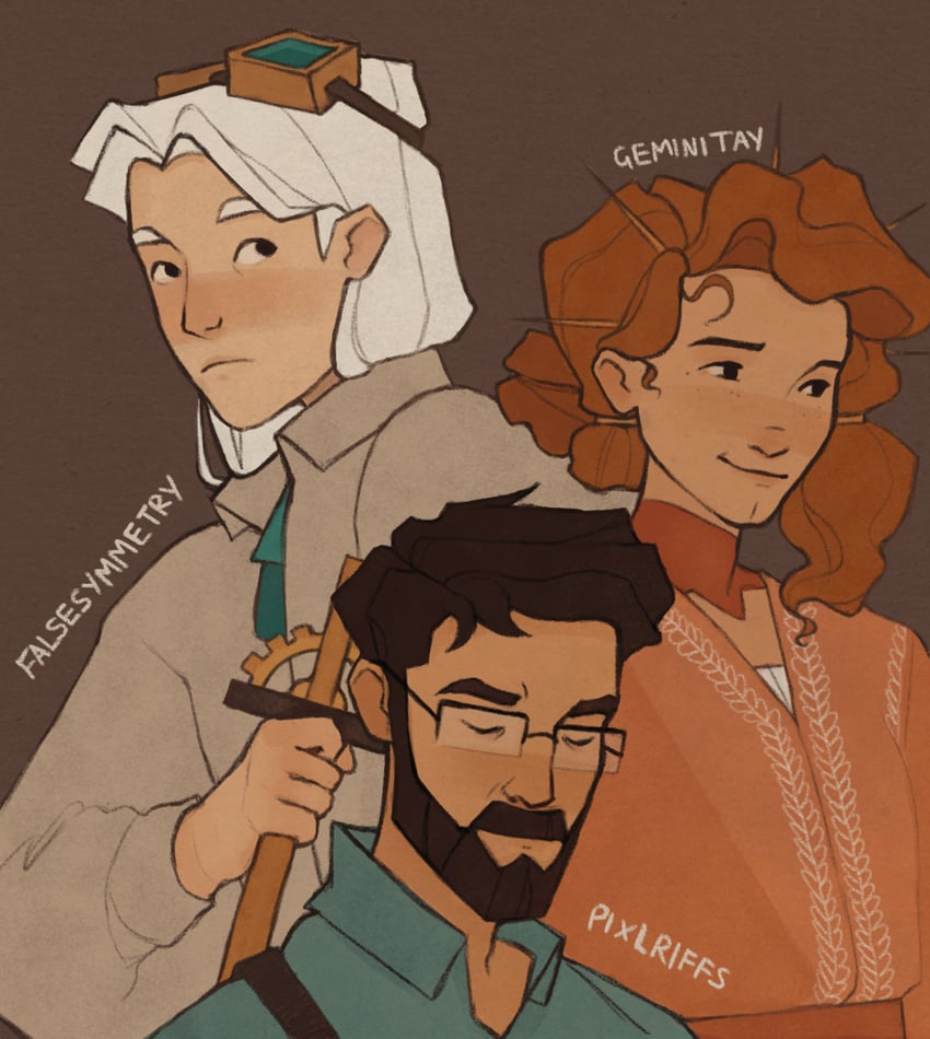 geminitay, falsesymmetry, and pixlriffs (minecraft youtube and 1 more) drawn by noah_islands