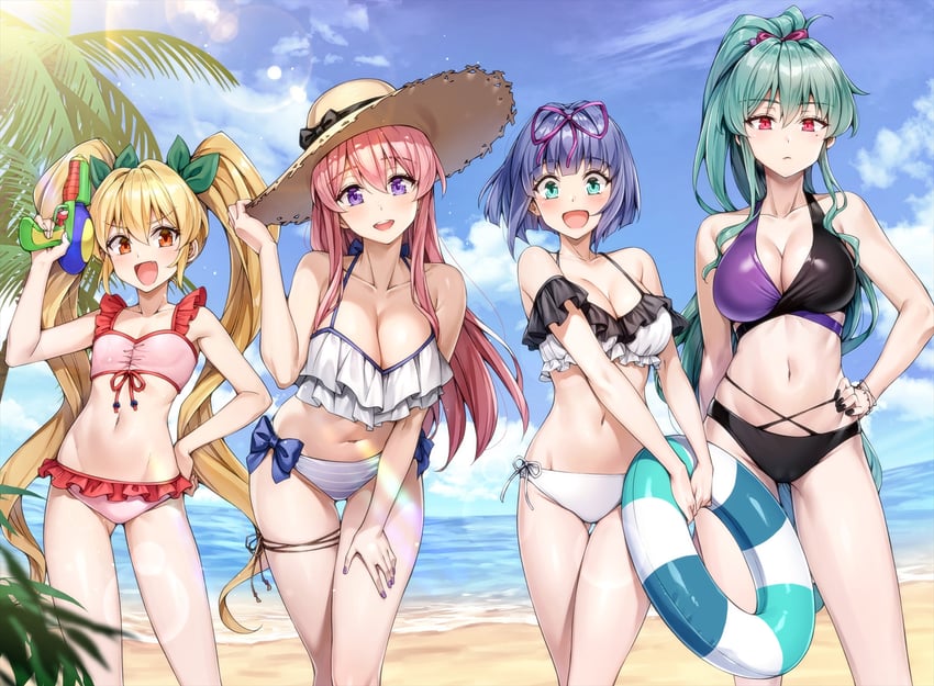 ideura shizuri, izumi hina, momochi ayame, and natsumi kanna (neet de otaku na kunoichi to naze ka dousei hajimemashita) drawn by koyuki_(kotatsu358)