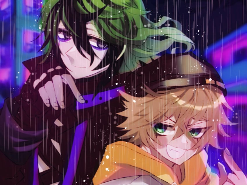 vivia twilight and desuhiko thunderbolt (master detective archives: rain code) drawn by kauchi_(kani10cauchi)