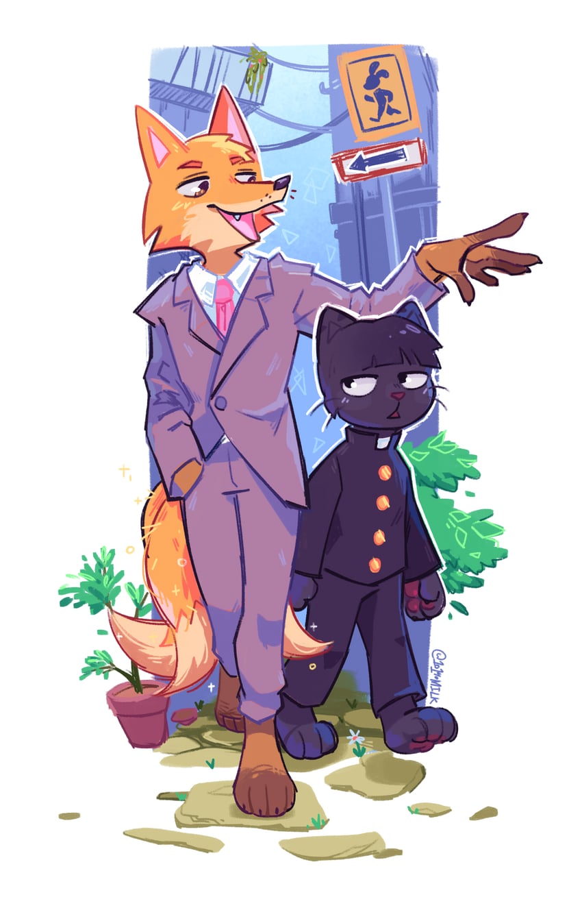 kageyama shigeo and reigen arataka (mob psycho 100) drawn by 1o1percentmilk