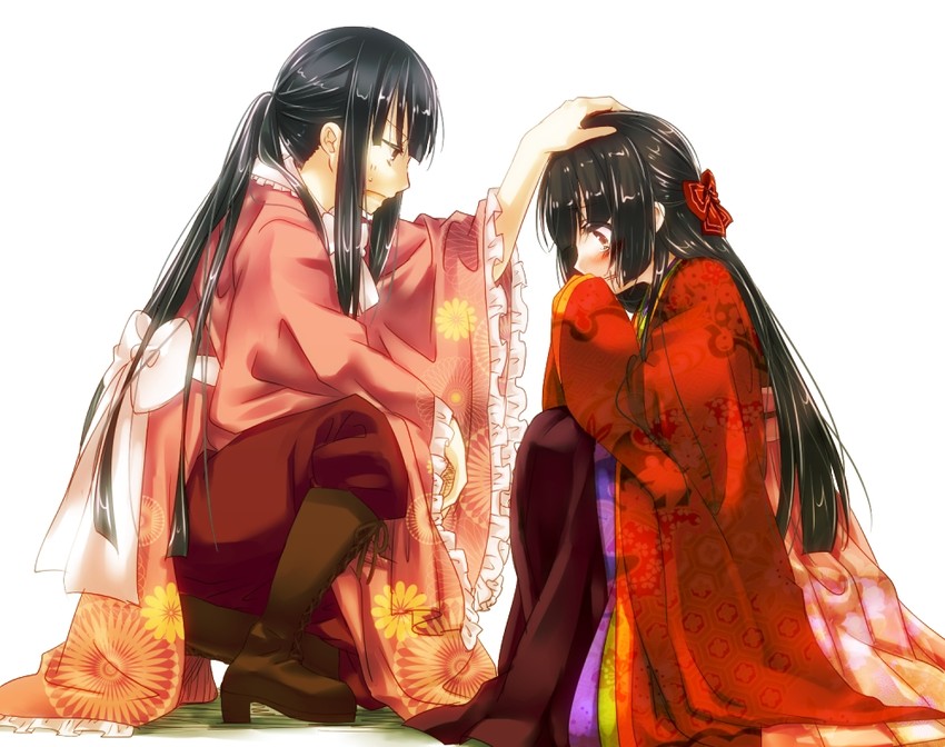 fujiwara no mokou and houraisan kaguya (touhou) drawn by yuzuri_sa