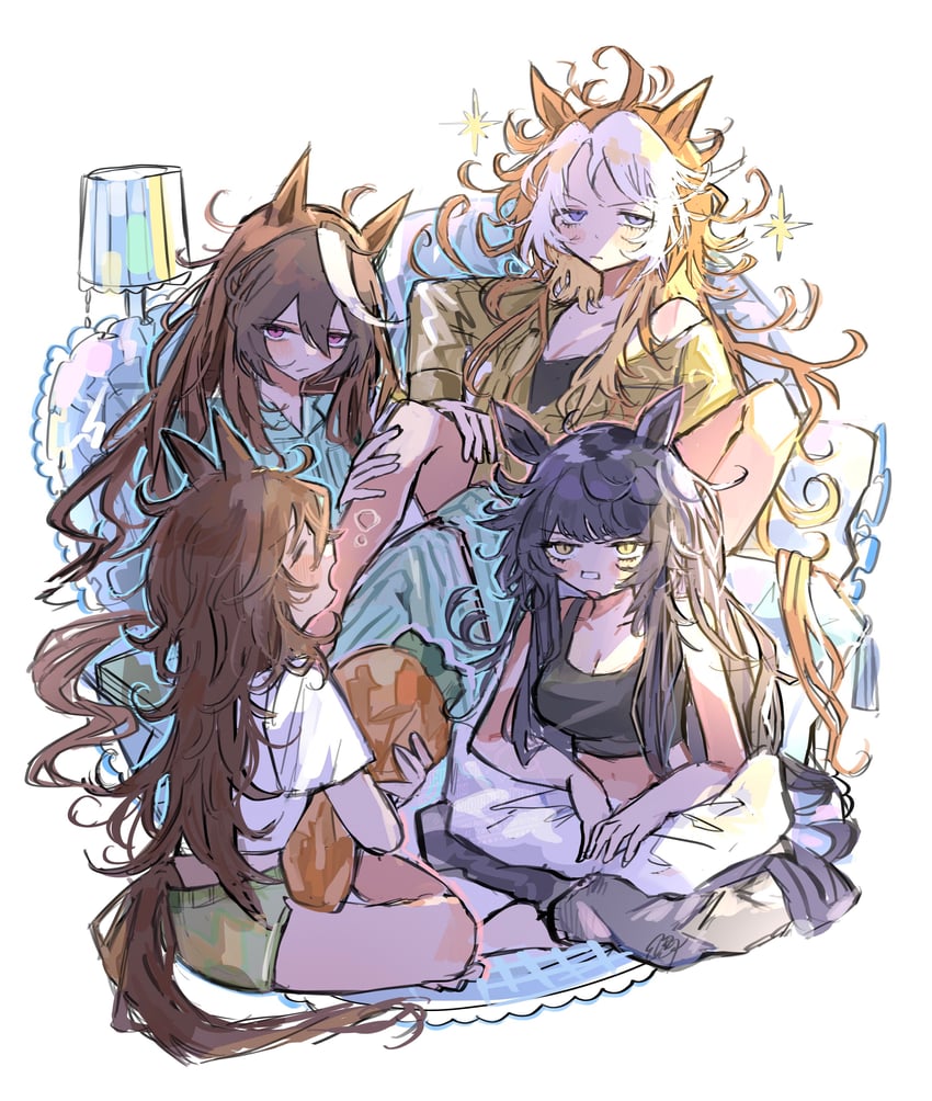 symboli rudolf, mr. c.b., narita brian, and orfevre (umamusume) drawn by kumo_(mokumoku_warabi)