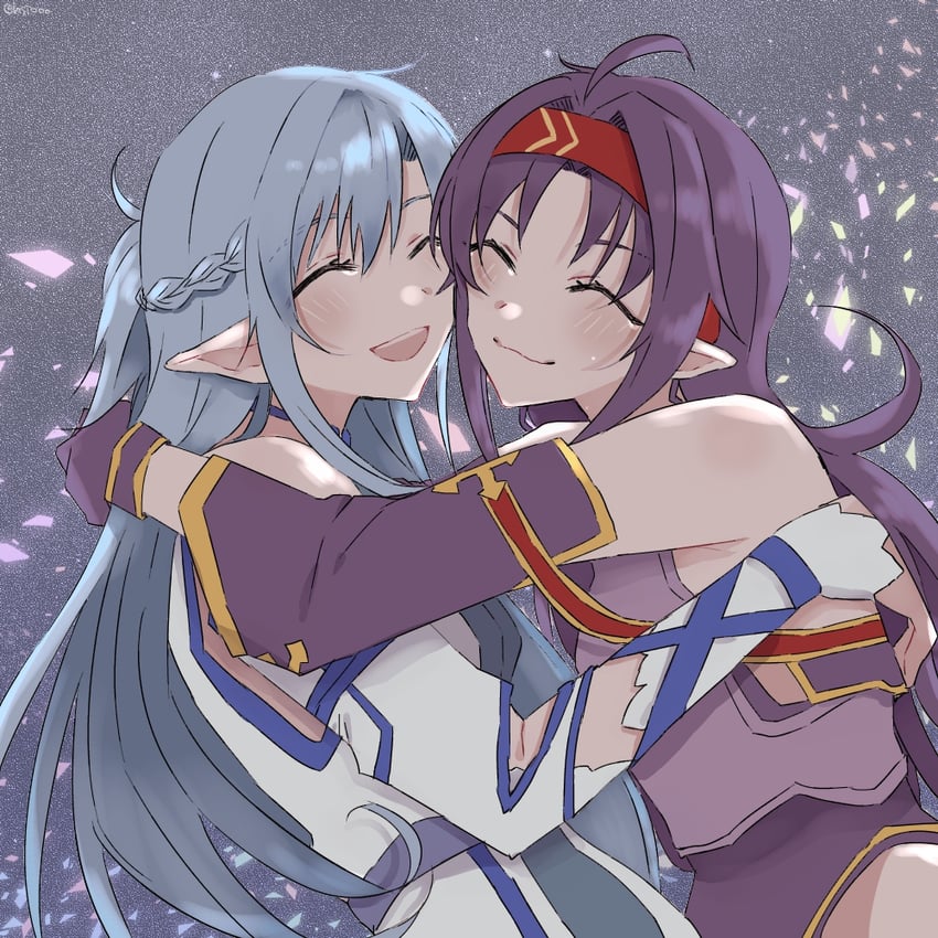 asuna and yuuki (sword art online) drawn by relative94