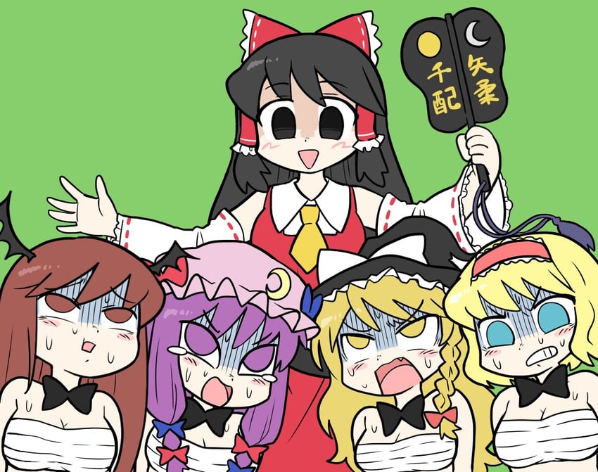 hakurei reimu, kirisame marisa, alice margatroid, patchouli knowledge, koakuma, and 5 more (touhou and 1 more) drawn by bseibutsu