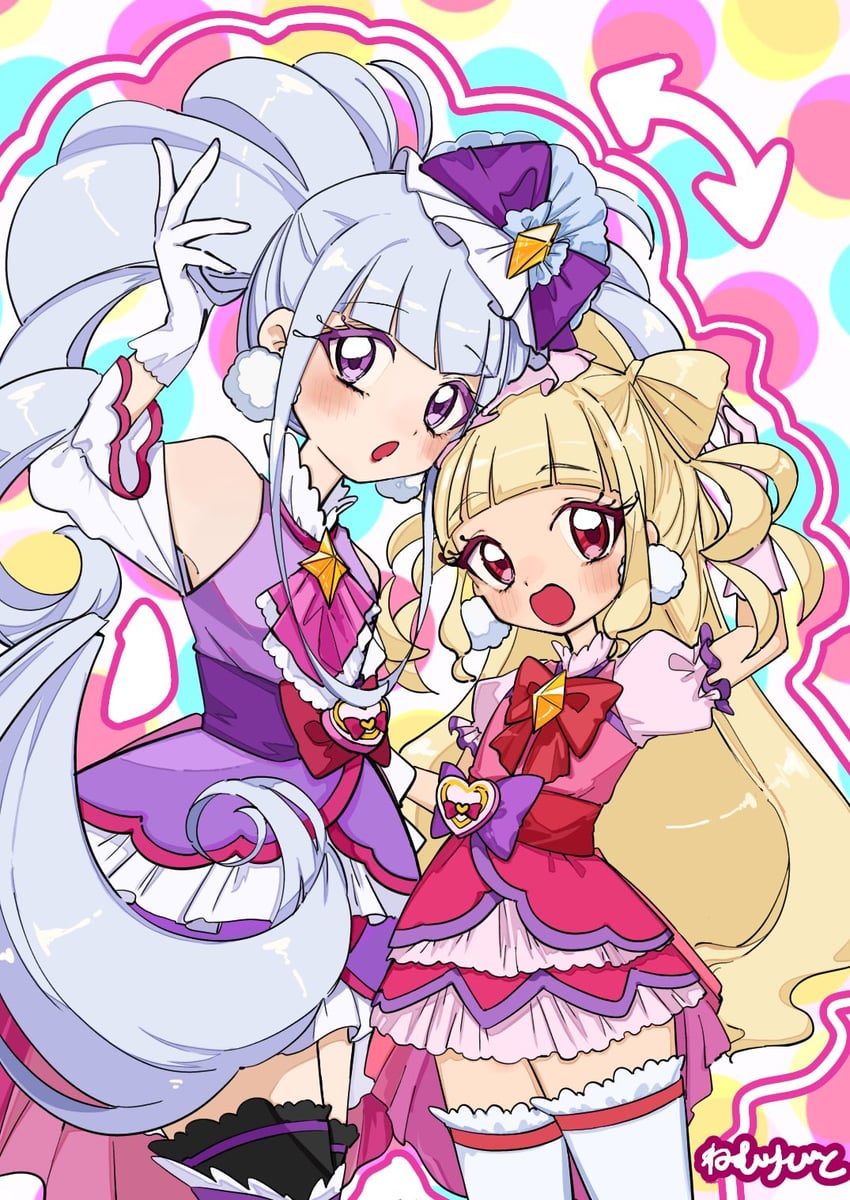 ruru amour, aisaki emiru, cure macherie, and cure amour (precure and 1 more) drawn by oekakisuru13