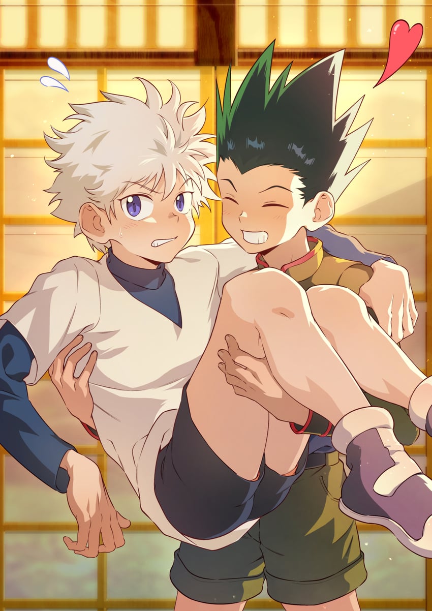 killua zoldyck and gon freecss (hunter x hunter) drawn by ancpaghetti