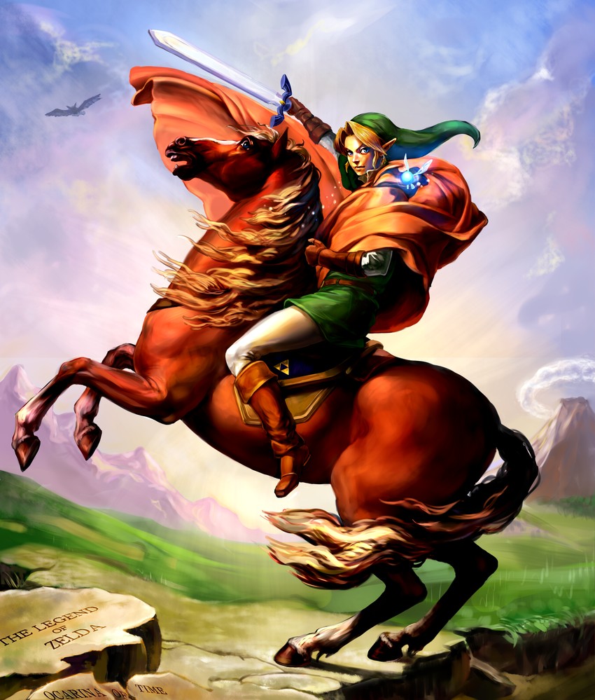 link, navi, epona, napoleon bonaparte, and kaepora gaebora (the legend of zelda and 2 more) drawn by butiboco