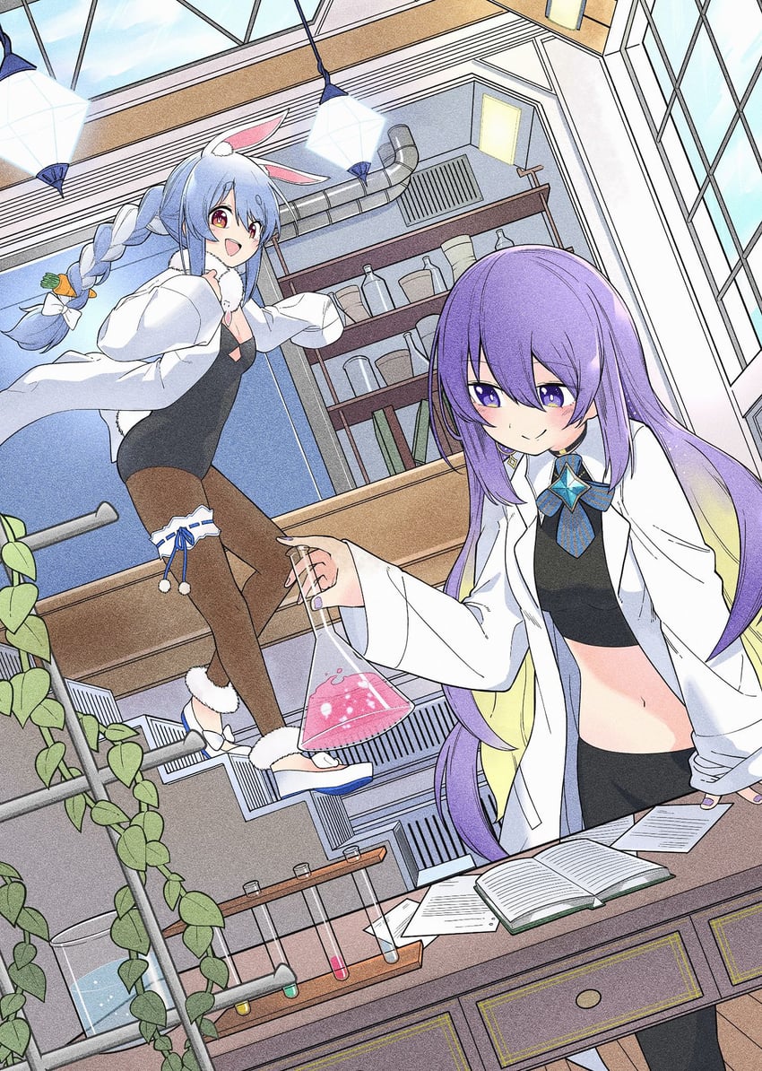 usada pekora, don-chan, and moona hoshinova (hololive and 2 more) drawn by yurai0739