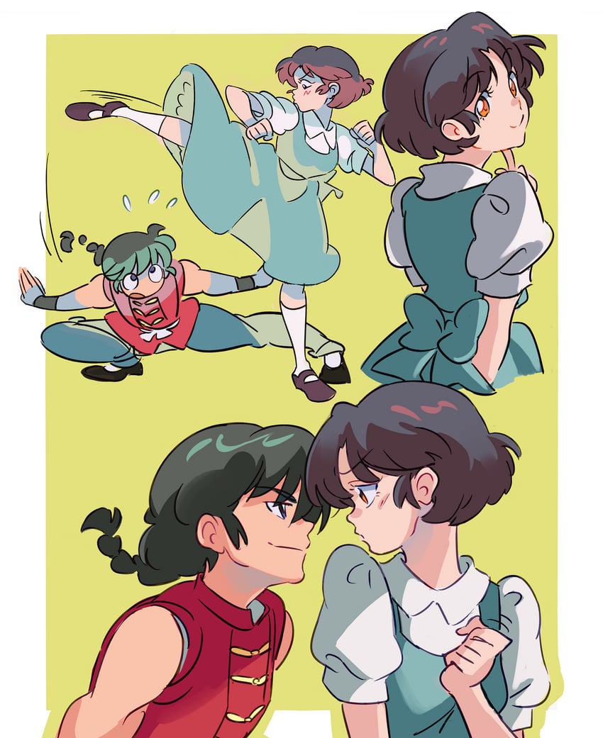 tendou akane and saotome ranma (ranma 1/2) drawn by kiraraboshi