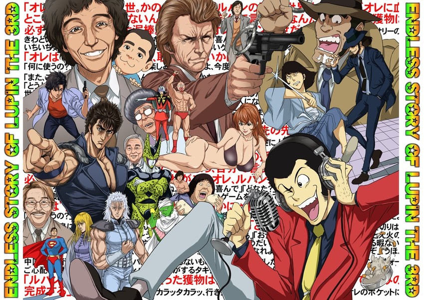 char aznable, piccolo, superman, arsene lupin iii, jigen daisuke, and 15 more (gundam and 11 more) drawn by redlight