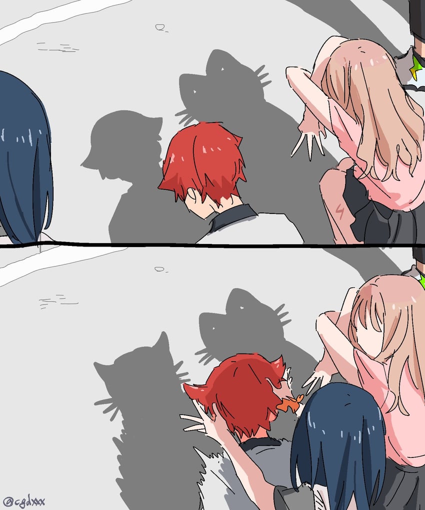 takarada rikka, minami yume, hibiki yuuta, and asanaka yomogi (gridman universe) drawn by himagosan