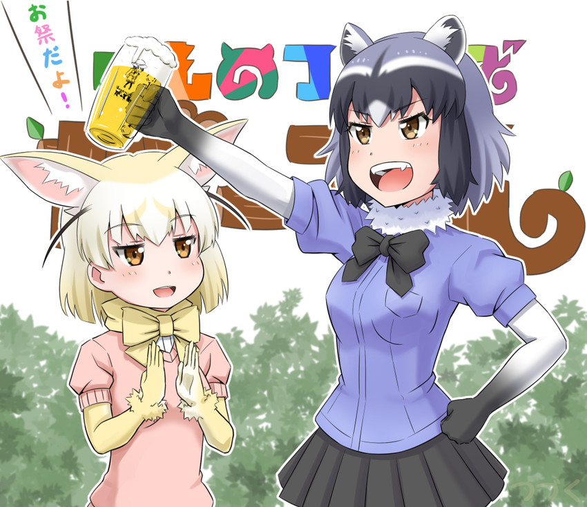 kaban, common raccoon, and fennec (kemono friends) drawn by takatsuki_nao