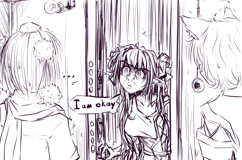 shameimaru aya, inubashiri momiji, and himekaidou hatate (touhou) drawn by hater_(hatater)
