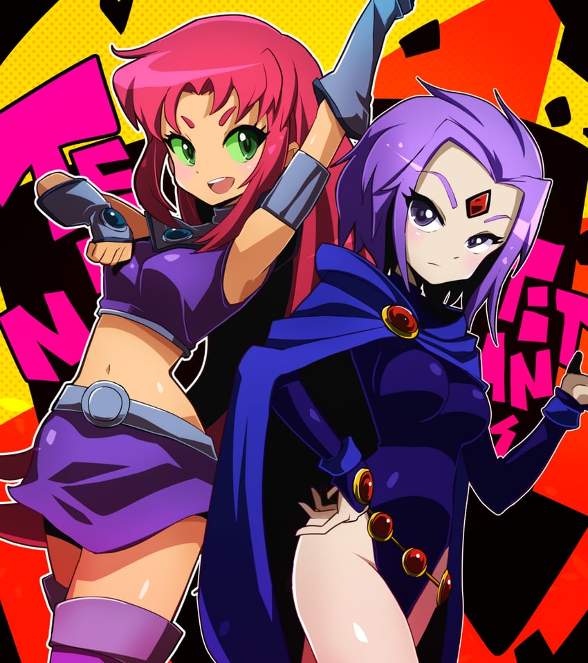 raven and starfire (dc comics and 1 more) drawn by sakurajyousui_nami