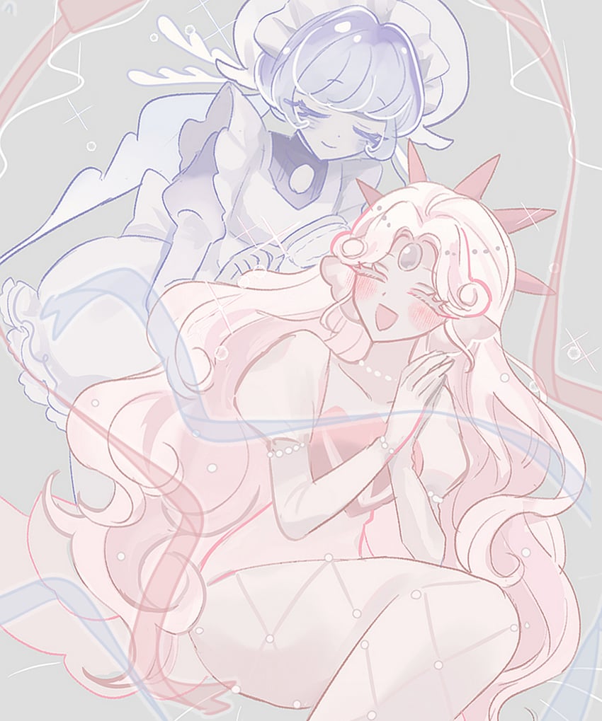 black pearl cookie, white pearl cookie, and frilled jellyfish cookie (cookie run and 1 more) drawn by mamimumemo