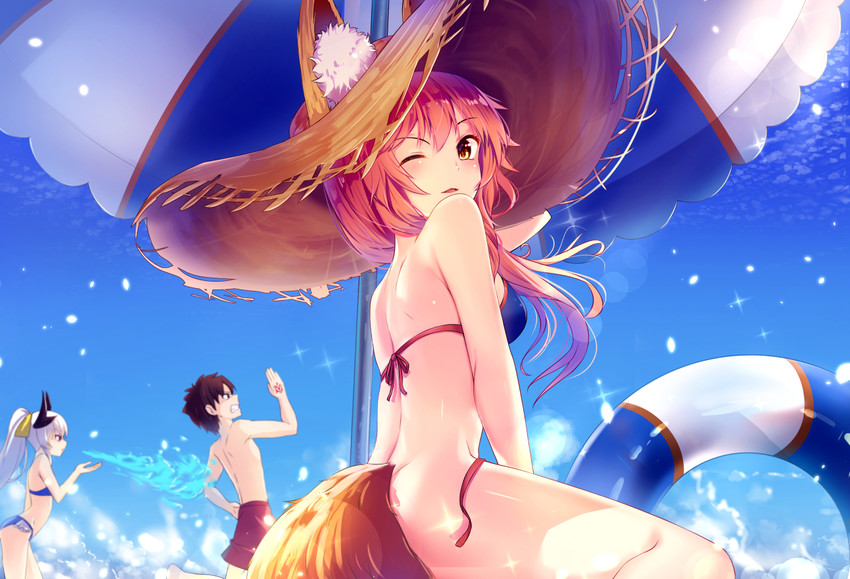 fujimaru ritsuka, tamamo, kiyohime, and tamamo no mae (fate and 1 more) drawn by yan_(nicknikg)