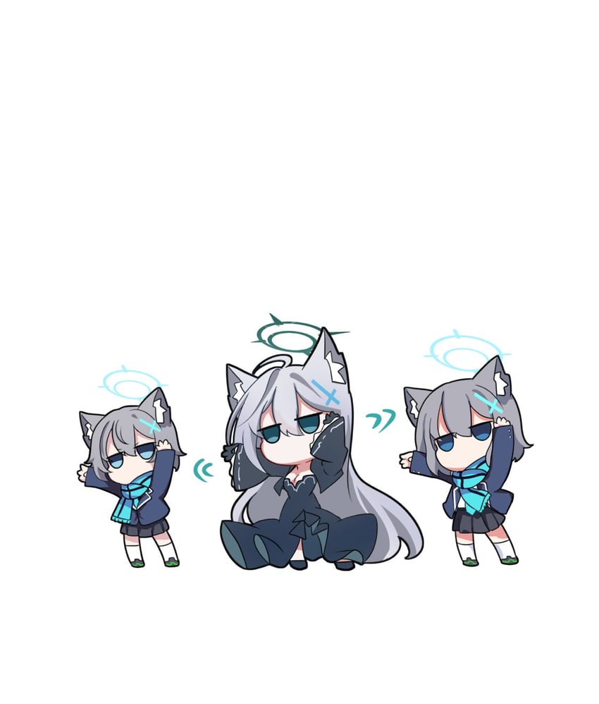 shiroko and shiroko terror (blue archive) drawn by skyrain315