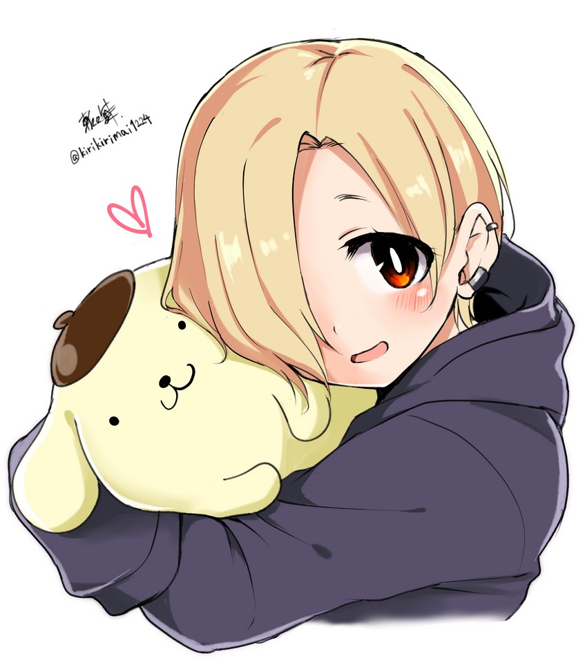 shirasaka koume and pompompurin (idolmaster and 2 more) drawn by kirikirimai_(kkm)