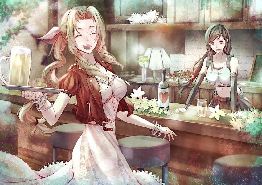 tifa lockhart and aerith gainsborough (final fantasy and 2 more) drawn by mirrorclew