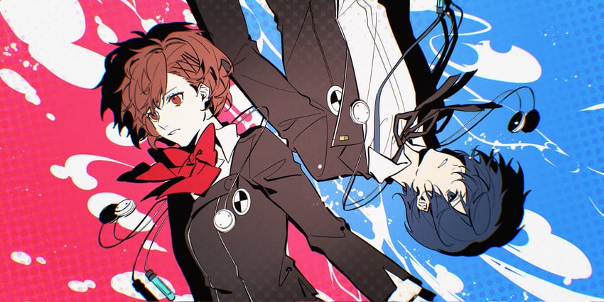 yuuki makoto and shiomi kotone (persona and 3 more) drawn by lluyss