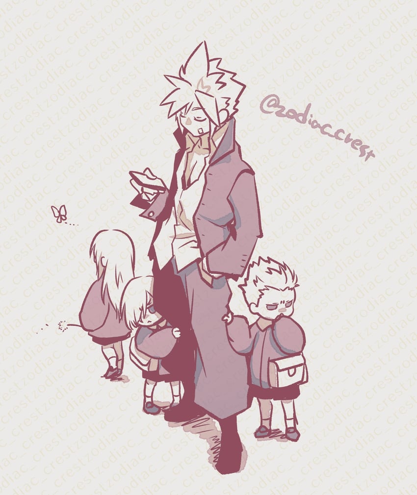 cloud strife, kadaj, yazoo, and loz (final fantasy and 3 more) drawn by rukashio