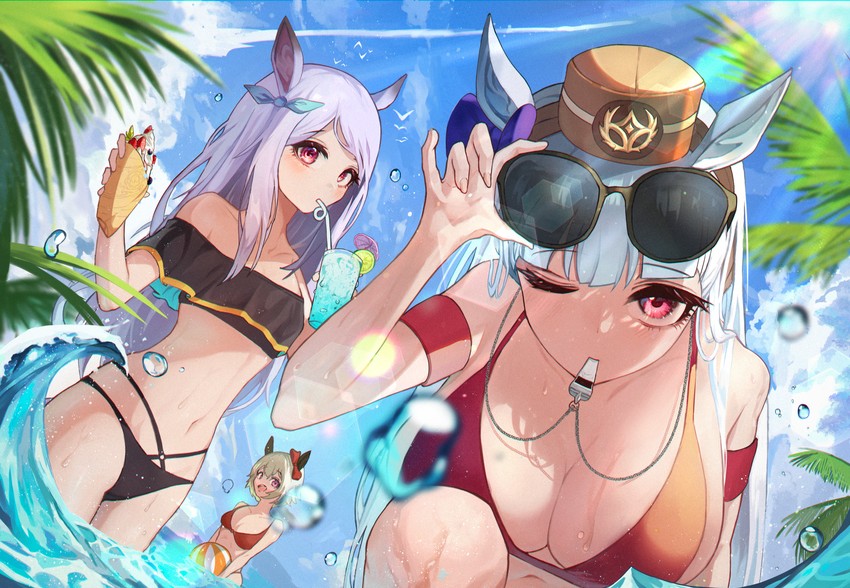 gold ship, mejiro mcqueen, and curren chan (umamusume) drawn by josal