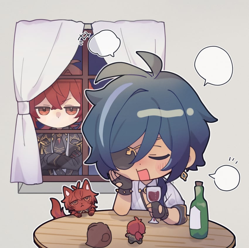 kaeya and diluc (genshin impact) drawn by koma_(km_mmmk)