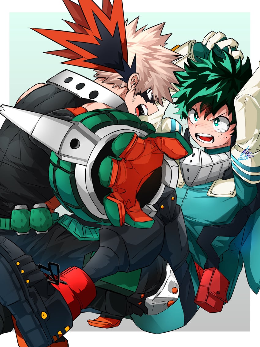 midoriya izuku and bakugou katsuki (boku no hero academia) drawn by kai2_ly