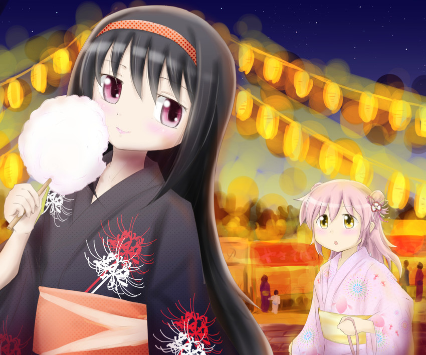 akemi homura and kaname madoka (mahou shoujo madoka magica) drawn by teina